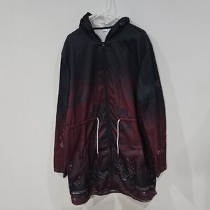 Mens Sz 5XL Black and Red Zip Up Hoodie